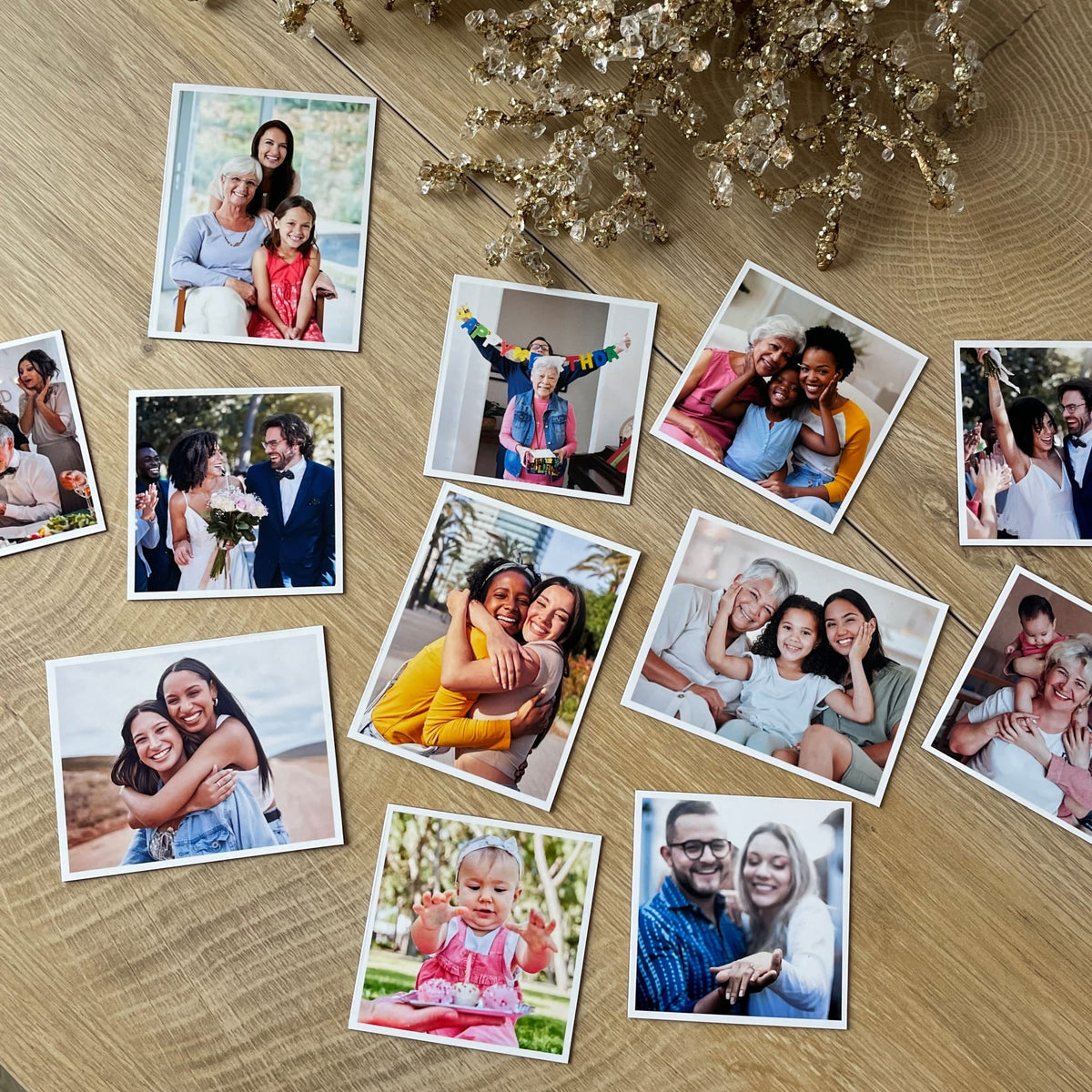 Custom cute fridge magnets featuring family photos, vibrant colors, and premium photo prints used as stylish refrigerator decor and unique photo gifts