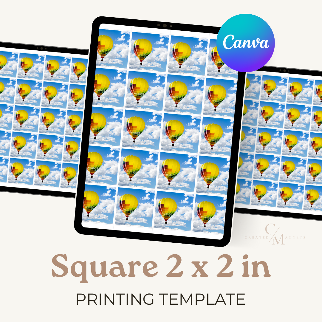Square 2x2 inch printing template available for Canva as a download.