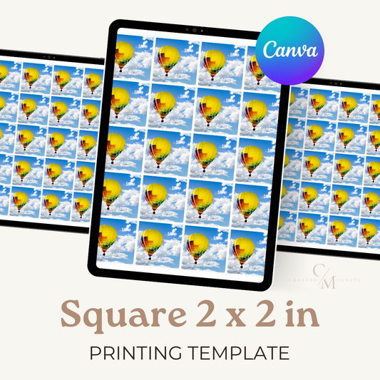 Square 2x2 inch printing template available for Canva as a download.